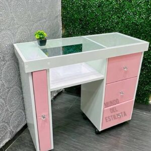 Mesa uñas vitrina y esmaltero